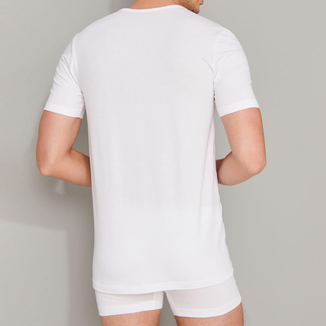 Schiesser Herren 2 PACK Unterhemd Rundhals mit Arm Bio Baumwolle - 95/5 Organic 5 4 X Weiss, 5 4 X W