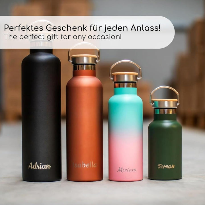 Milu® Trinkflasche mit Gravur personalisiert - als Geschenk-Idee Ostern, Vatertag, Muttertag, Weihna