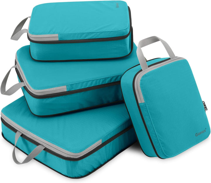 Compression Packing Cubes 3/4er Set, Gonex Kleidertaschen 4-teilig Verpackungswürfel, Kleidertaschen