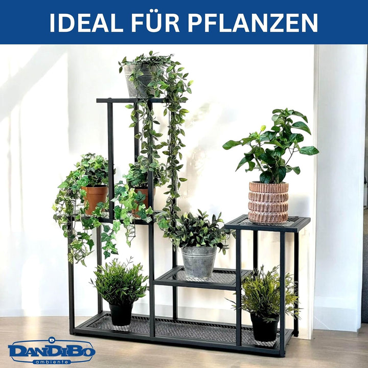 DanDiBo Blumentreppe Indoor Metall Schwarz 4 Ebenen 96579 Blumenständer Modern Pflanzentreppe Design