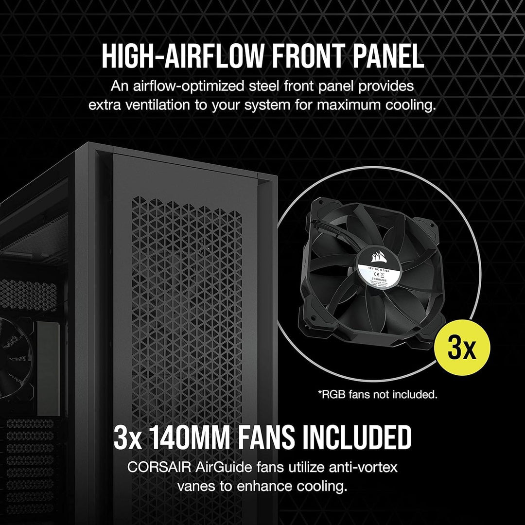 Corsair 7000D AIRFLOW Full-Tower-ATX-PC-Gehäuse (Frontverkleidung für Hohen Luftdurchsatz, Drei Inbe