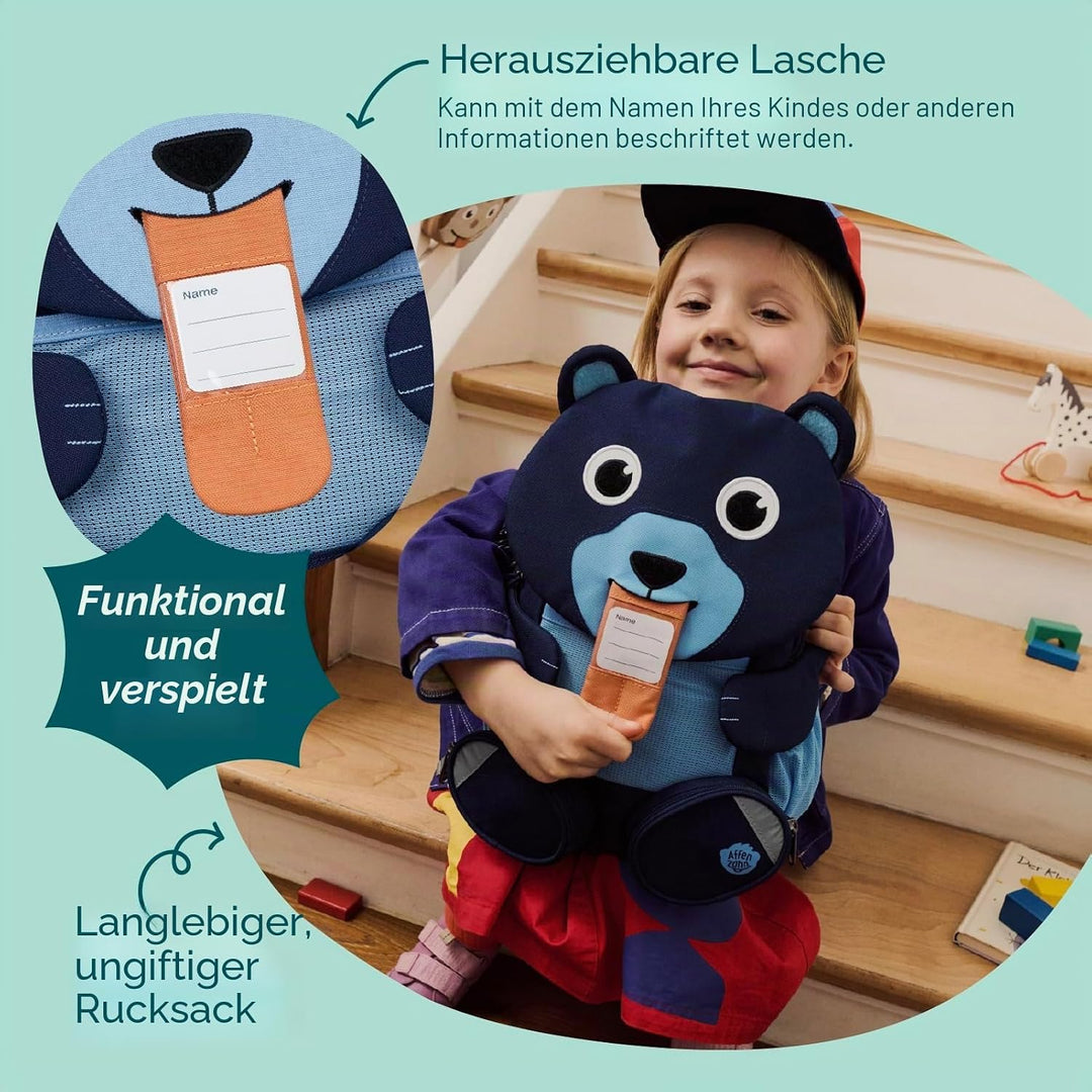 Affenzahn Kinderrucksack Grosser Freund | Kindergartenrucksack für Kinder von 3 bis 5 Jahren mit fun