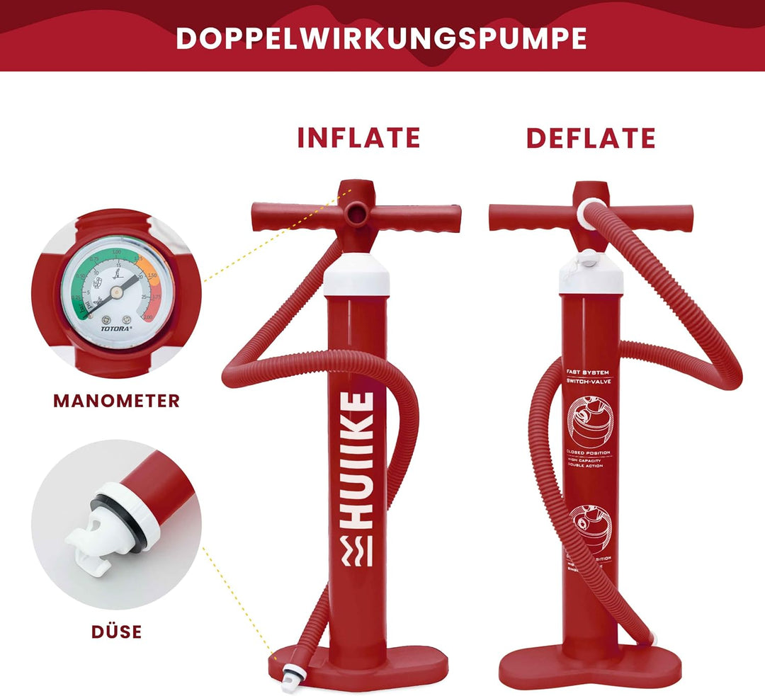 Sup Pumpe Doppelhub - HUIIKE | Pumpe Stand Up Paddle 15 PSI, Luftpumpe Sup Handpumpe Stabil | Handpu