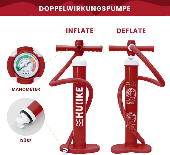 Sup Pumpe Doppelhub - HUIIKE | Pumpe Stand Up Paddle 15 PSI, Luftpumpe Sup Handpumpe Stabil | Handpu