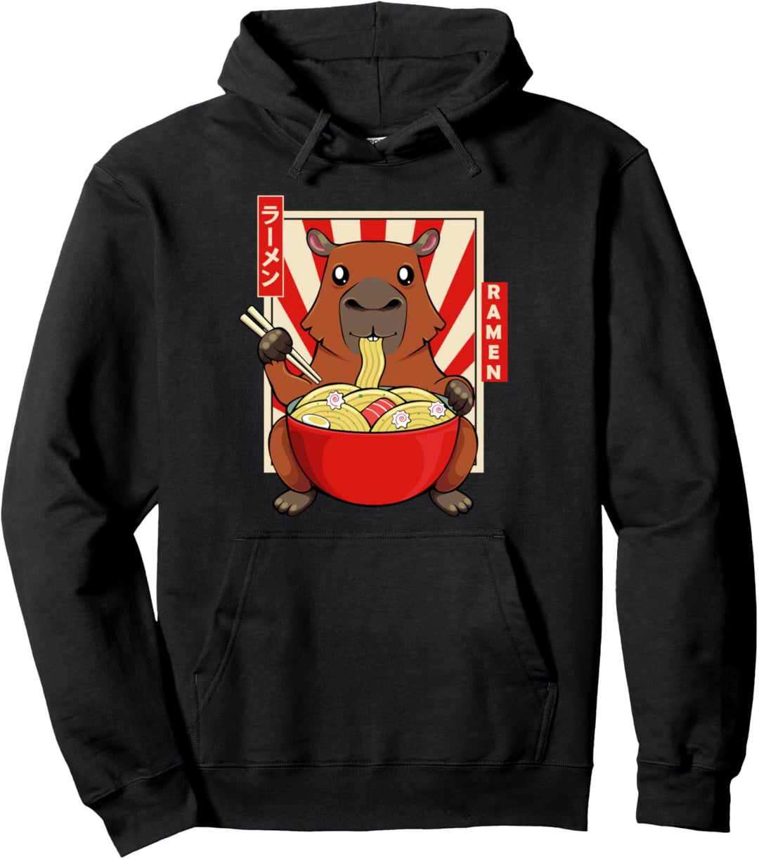 Capybara Nagetier Säugetiere Wasserschwein Kawaii Ramen Pullover Hoodie
