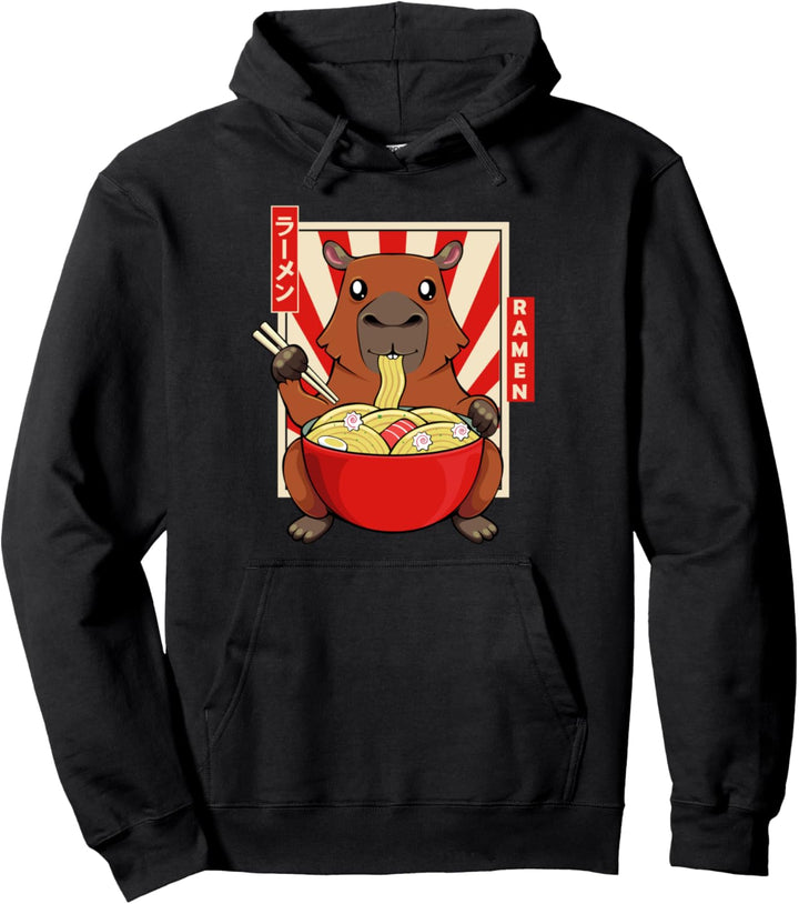 Capybara Nagetier Säugetiere Wasserschwein Kawaii Ramen Pullover Hoodie