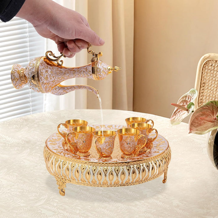 Türkische Kaffeekanne Set, Vintage Teeservice Set, Metall Russisches Samowar Weinglas mit 6 Luxuriös