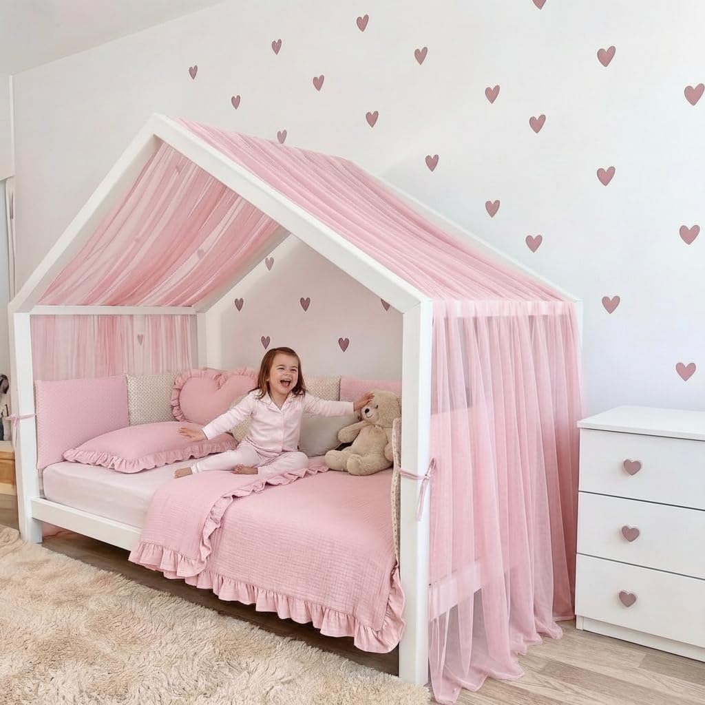 Baby Fancyroom Hausbett Himmel aus Tüll, Handgefertigt, Gekräuselt, Baldachin, Betthimmel für Kinder
