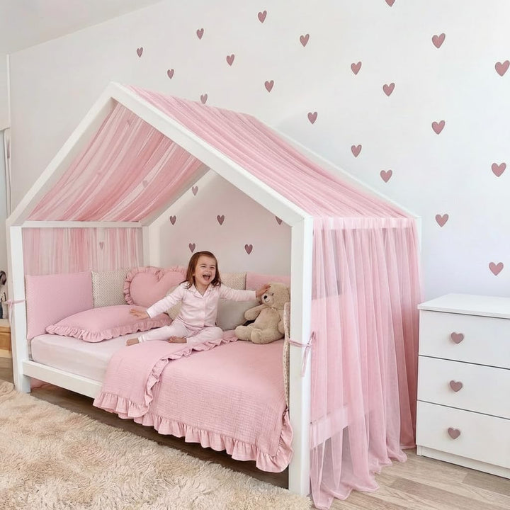 Baby Fancyroom Hausbett Himmel aus Tüll, Handgefertigt, Gekräuselt, Baldachin, Betthimmel für Kinder