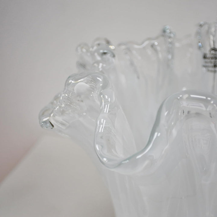 Tammaro Home Murano Glas Vase Weiss Farbe Eiche Modell