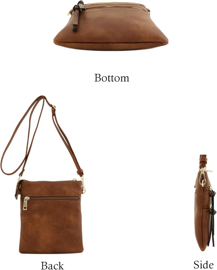 Multifunktionale Umhängetasche mit mehreren Taschen. Braun, Braun