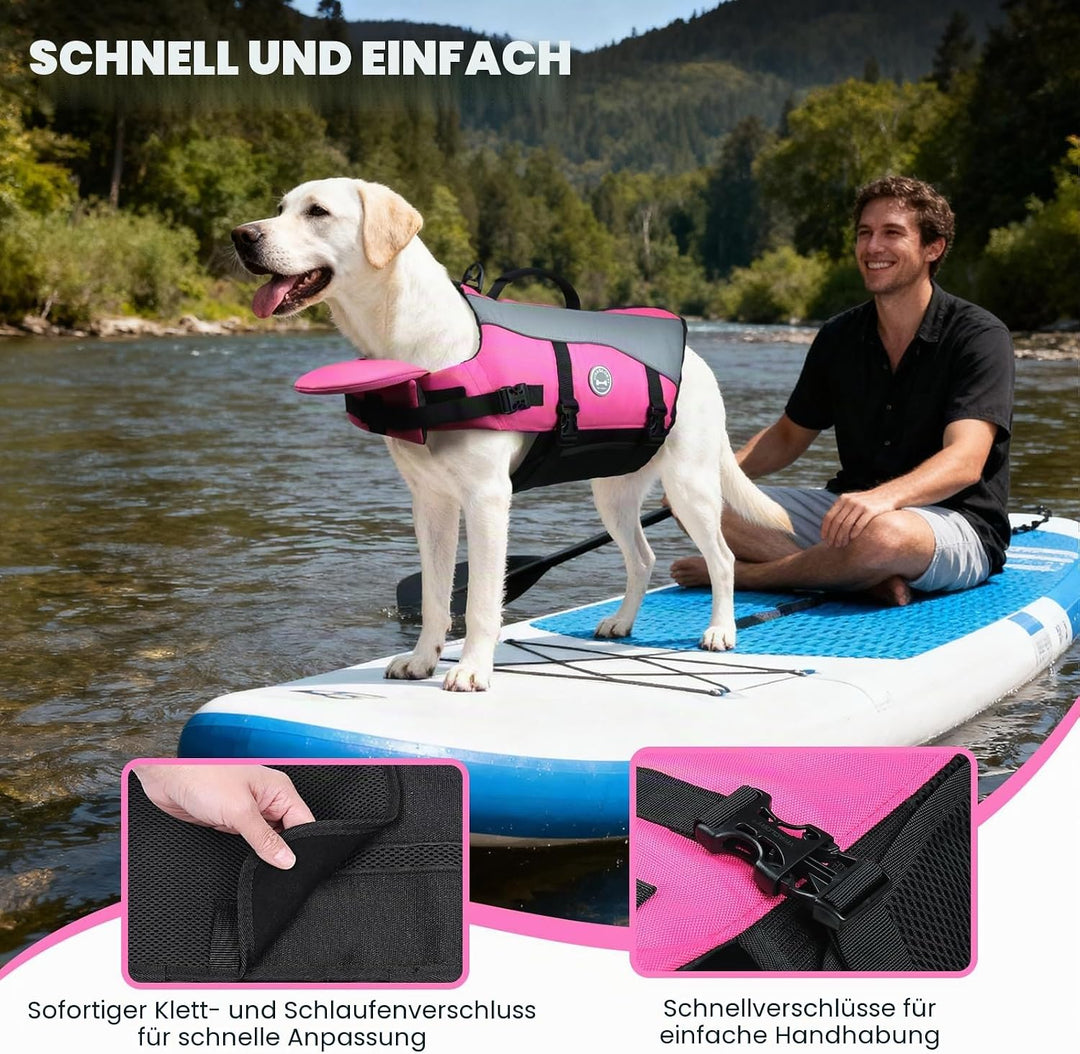 VIVAGLORY Front Float Schwimmweste Hund, Hundeschwimmweste für Bootfahren, Schwimmweste with Kopfstü