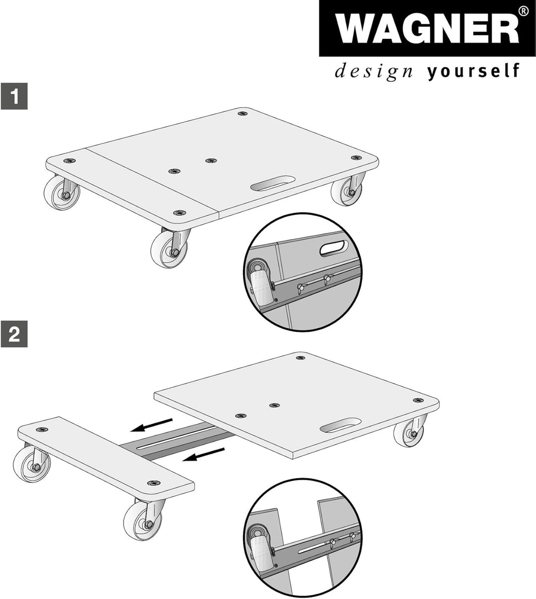 Wagner Transporthilfe MM 1333 I 74-101 x 37 x 14,5 cm - Tragkraft 200 kg - für unterschiedlich gross