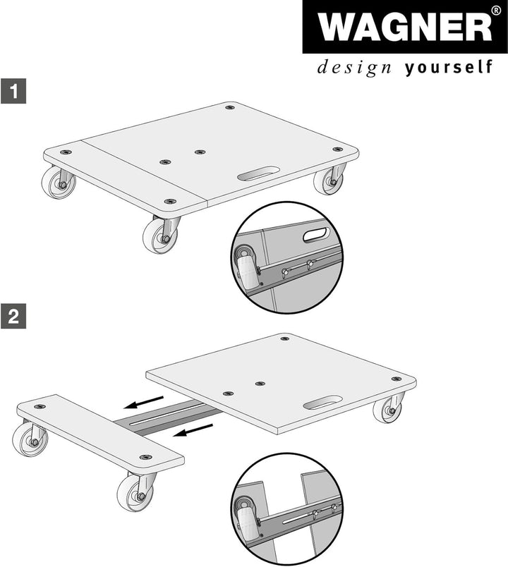 Wagner Transporthilfe MM 1333 I 74-101 x 37 x 14,5 cm - Tragkraft 200 kg - für unterschiedlich gross