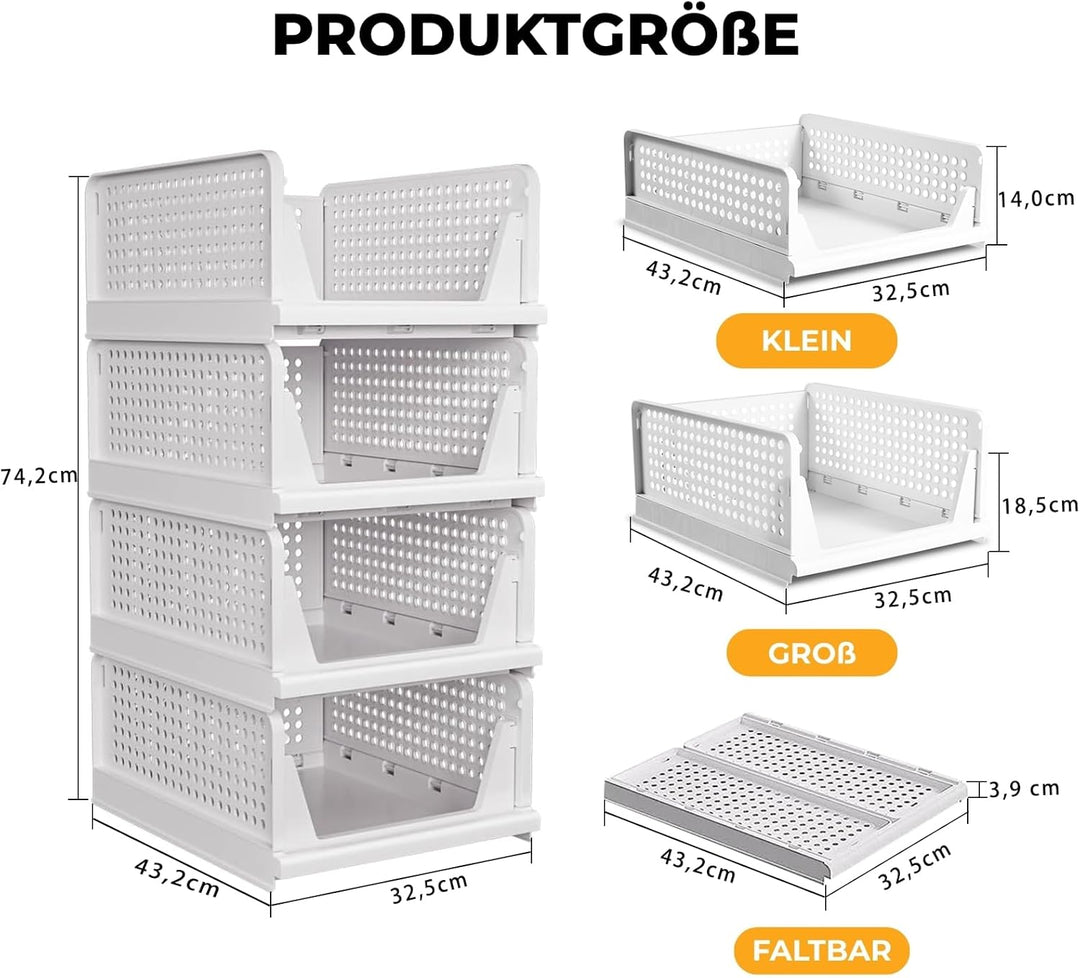 Allyson® 5 Stück Kleiderschrank Organizer Stapelbar, Multifunktionale & Faltbare Schrank Organizer A