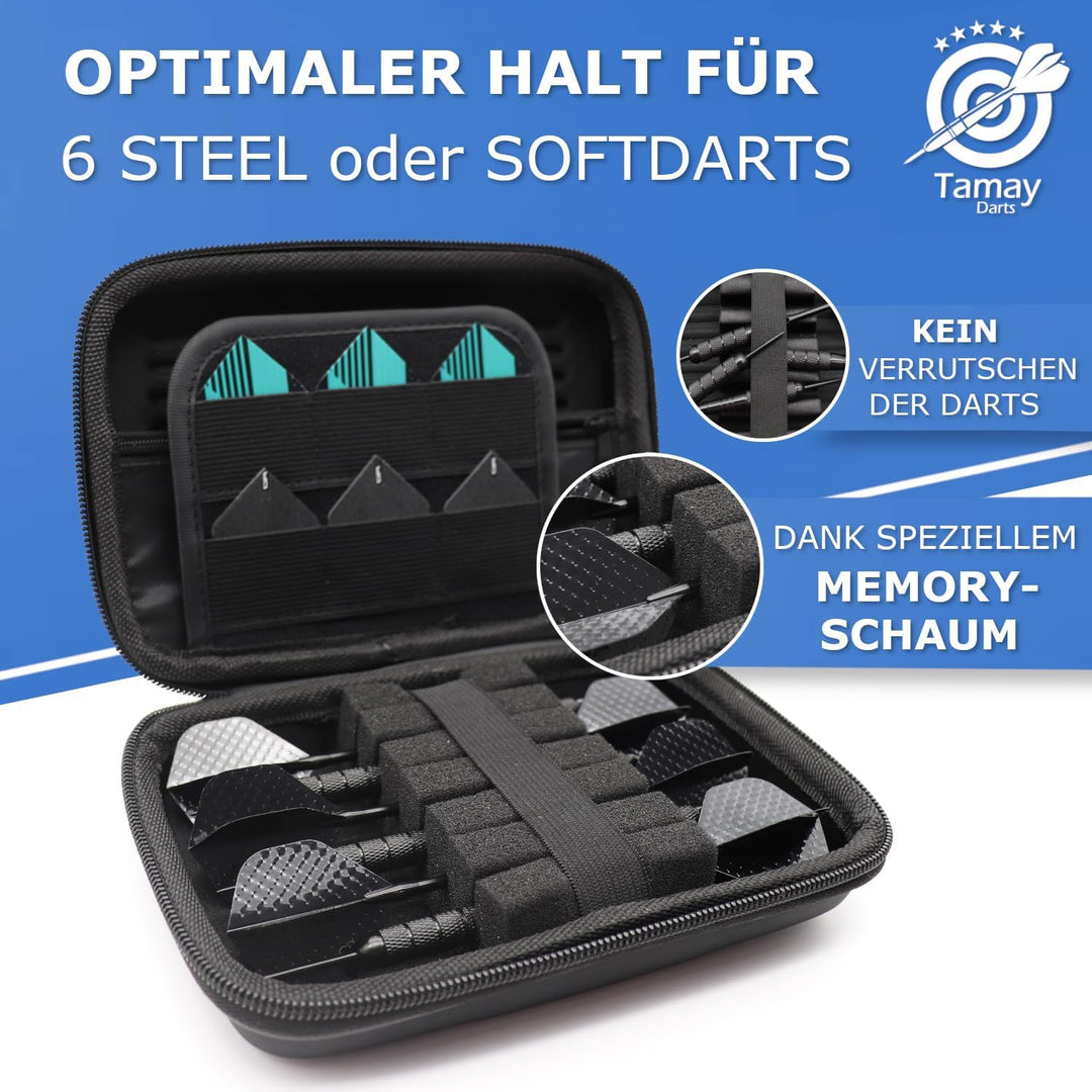 Darttasche Premium I Optimaler halt für 6 Steeldarts oder Softdarts I Dart Tasche zum Schutz Ihrer D