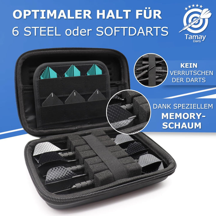 Darttasche Premium I Optimaler halt für 6 Steeldarts oder Softdarts I Dart Tasche zum Schutz Ihrer D