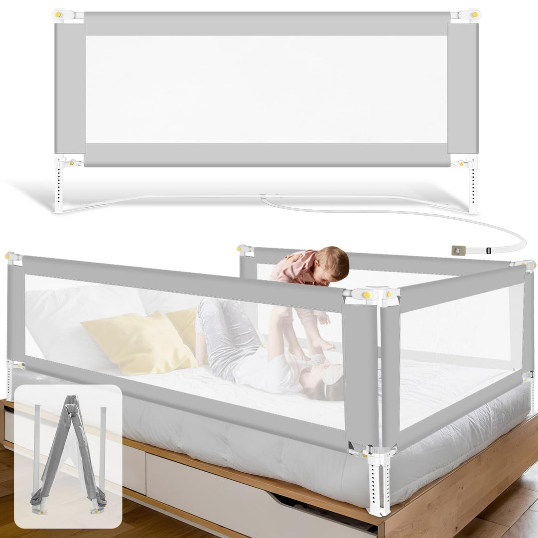 Bettgitter 150cm, Bettgitter Rausfallschutz Bett Klappbar mit U-förmige Basis, Bettschutzgitter Kind