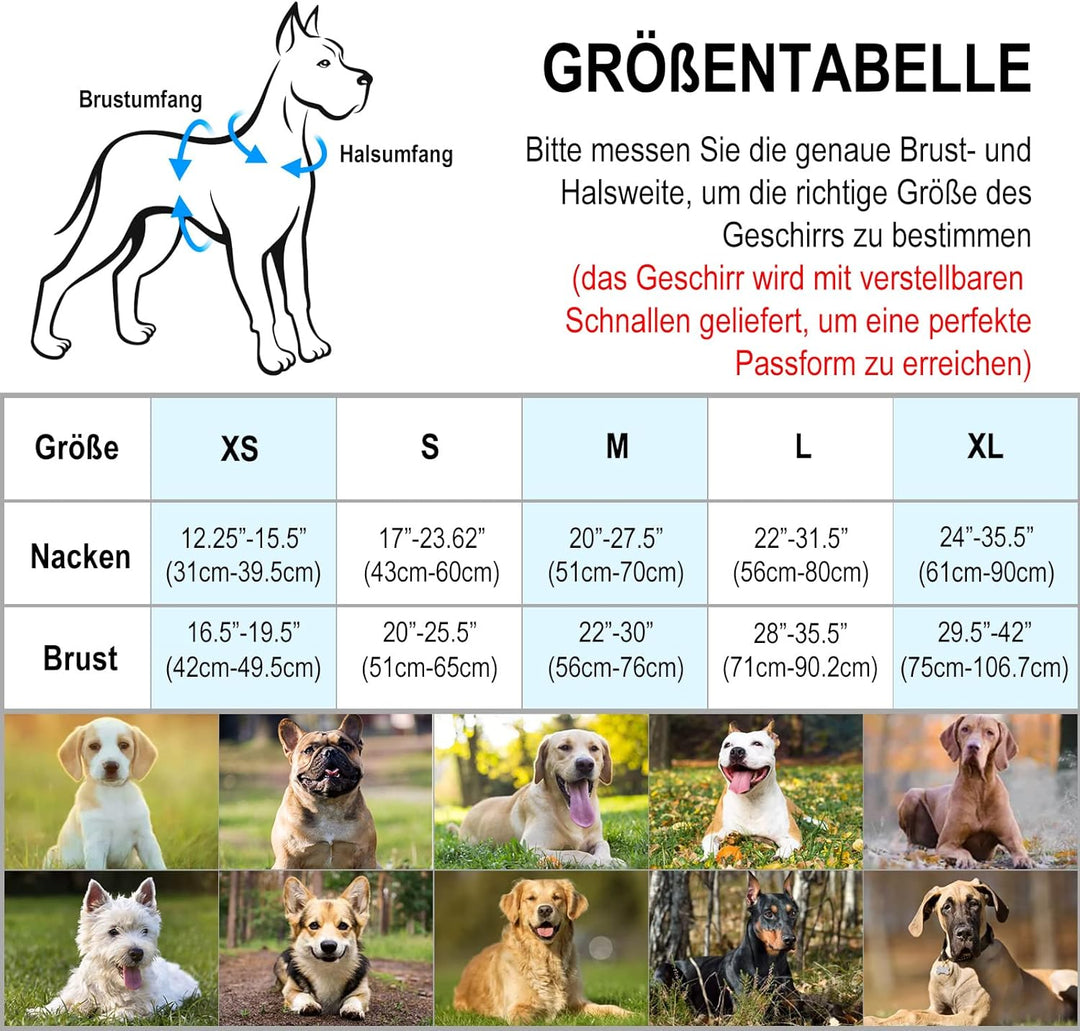 Bpawser Light Up Hundegeschirr LED Hundegeschirr No-Pull mit Griff Wiederaufladbare beleuchtete Hund