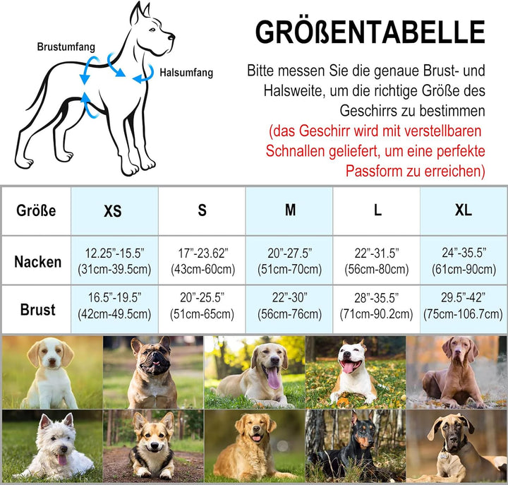 Bpawser Light Up Hundegeschirr LED Hundegeschirr No-Pull mit Griff Wiederaufladbare beleuchtete Hund