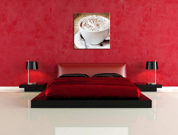 Kaffee mit viel Creme, Format: 70x70 auf Leinwand, XXL riesige Bilder fertig gerahmt mit Keilrahmen,