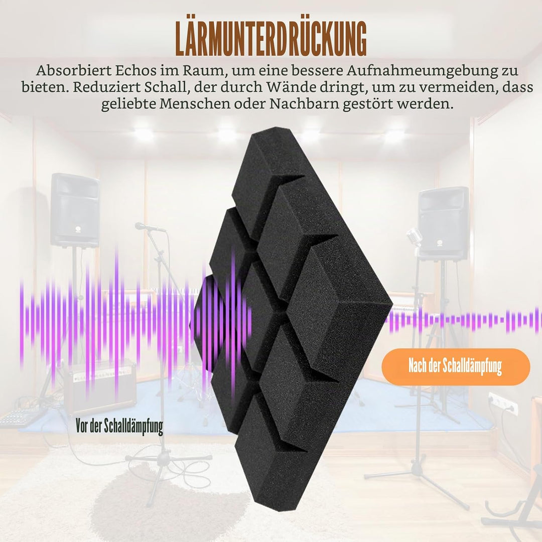 12 Stück Akustikschaumstoff, Akustikschaumstoff Platten Wand, 30 x 30 x 3 cm Schallabsorber, Schalls