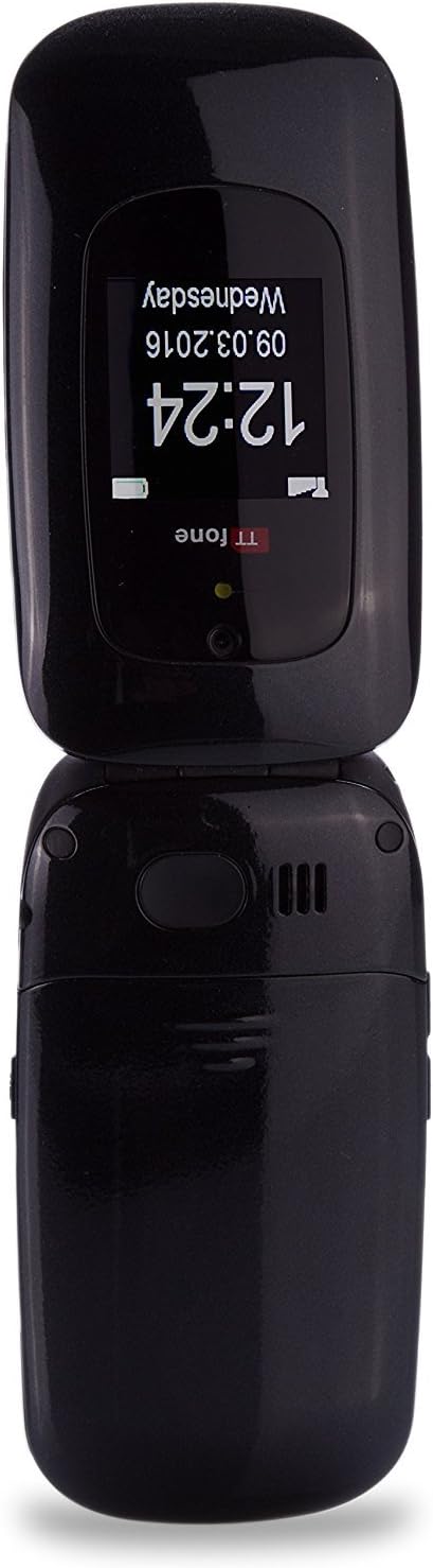 TTfone Lunar grosse Tasten unkompliziert Simlock-frei Klapp-Design Mobiltelefon (Schwarz) Black, Bla