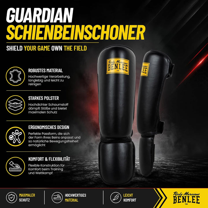 BENLEE Schienbeinschoner aus Kunstleder (1 Paar) Guardian Schwarz L-XL Single, Schwarz L-XL Single