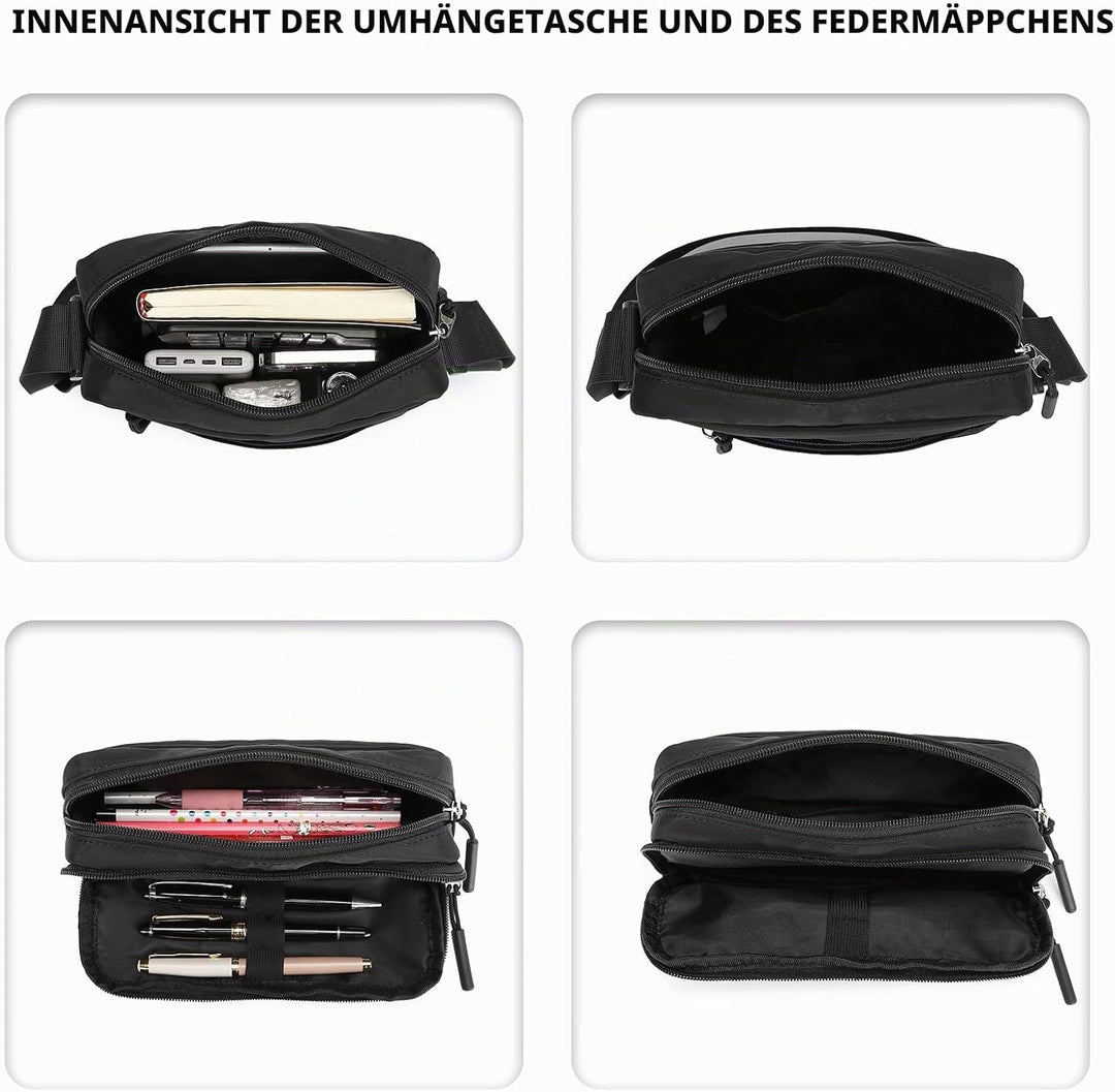 KONO Leuchtender Schulrucksack 3-in-1 Set, Anime Jungen Schulranzen Umhängetasche Federmäppchen, 15.