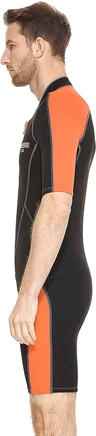 Cressi Lido Man - Shorty Neopren High Stretch 2 mm Neoprenanzug für Herren Schwarz - Orange L-4, Sch