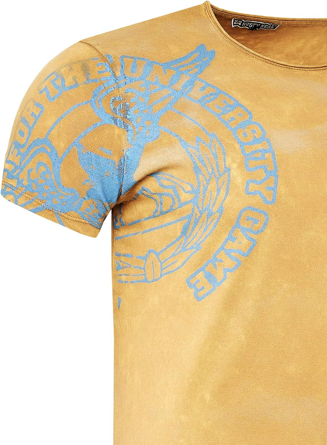T-Shirt Herren Kurzarm Rundhals Tshirt Printed Shirt Regular Fit Verwaschen Plakativer Druck 232, Fa