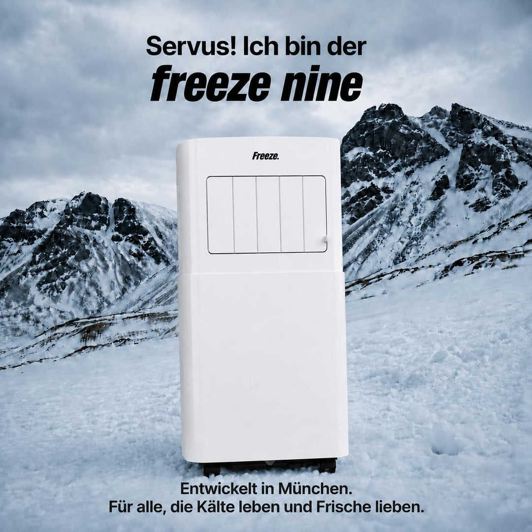Freeze. nine 9000BTU Mobile Klimaanlage Weiss – Monoblock-Klimagerät mit LED-Display &amp; Fernbedienung