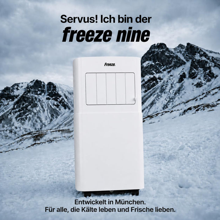 Freeze. nine 9000BTU Mobile Klimaanlage Weiss – Monoblock-Klimagerät mit LED-Display &amp; Fernbedienung
