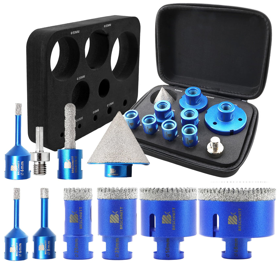 Diamant Fliesenbohrer Set 6/6/8/25/35/50/68mm - BRSCHNITT M14 Diamantbohrer Lochsäge für Fliesen Por