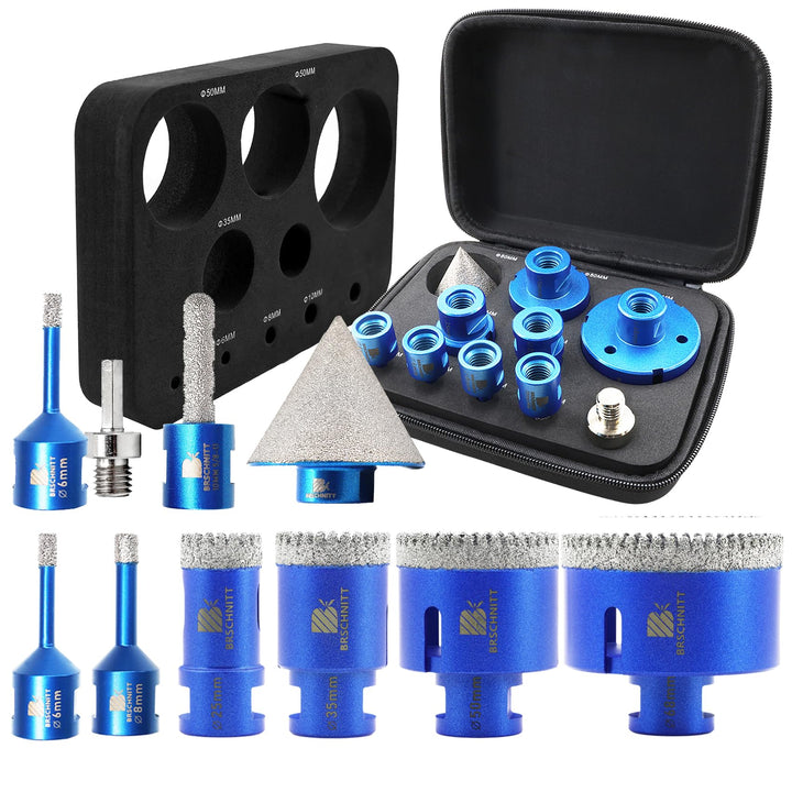 Diamant Fliesenbohrer Set 6/6/8/25/35/50/68mm - BRSCHNITT M14 Diamantbohrer Lochsäge für Fliesen Por