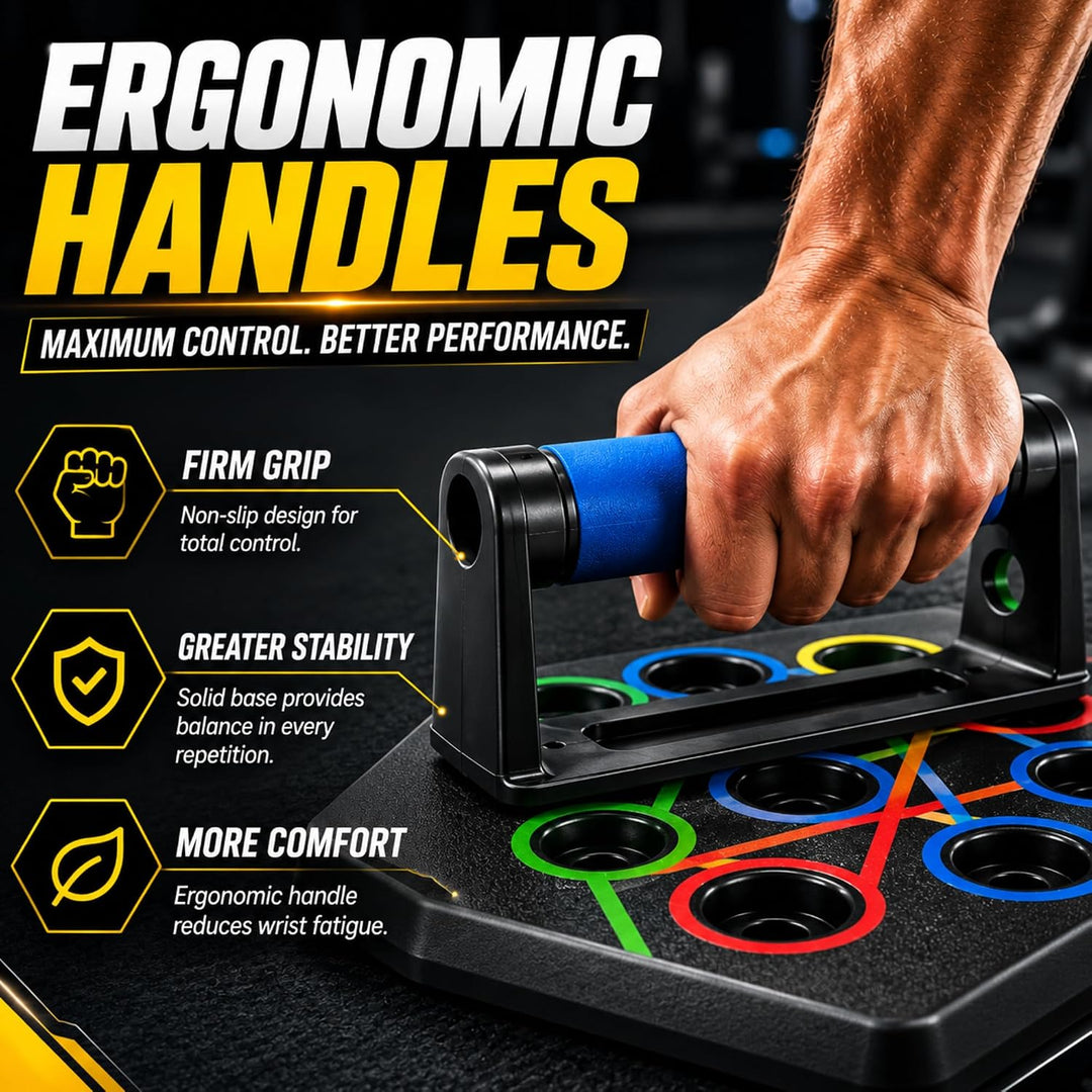Liegestützbrett Multifunktional Push Up Board mit Ergonomischen Griffen, Farbige Trainingspositionen