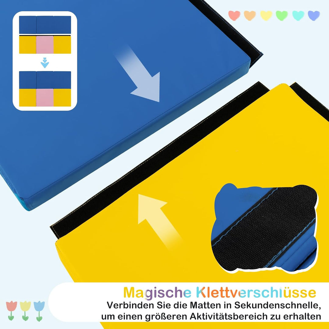 GOPLUS Weichbodenmatte, 180 x 60 x 5 cm Turnmatte rutschfest mit Klettverschlüssen &amp; Tragegriffen, G