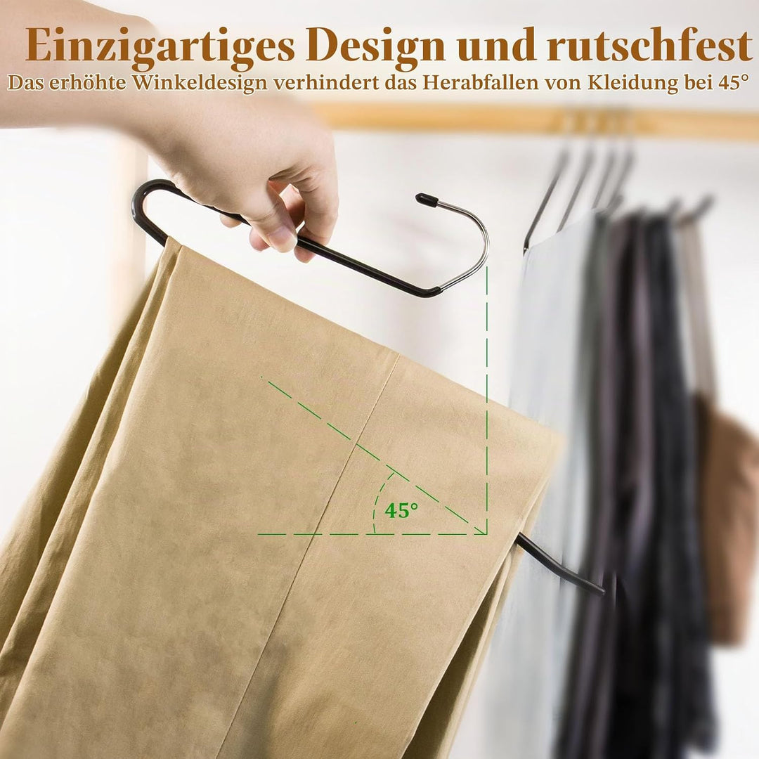Hosenbügel aus Metall,30 Stück Hosenbügel Platzsparend mit offenem Ende und,36cm breit,Anti-Rutsch-R
