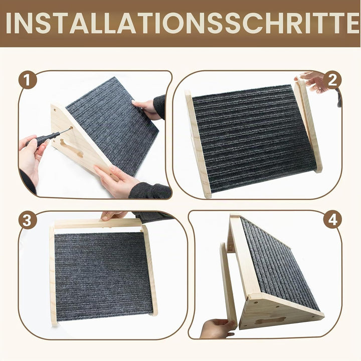 Hölzerne Hunderampe für Treppen, Haustierstufen mit niedrigem Winkel und Rutschfester Oberfläche, Hi
