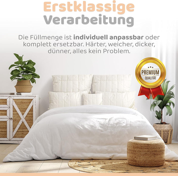 Engelshof Alpaka Kopfkissen 80x80cm mit Alpakavlies gefüllt - Alpakakissen versteppt mit 100% feinst