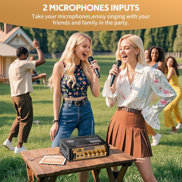Mini Bluetooth Verstärker HiFi Stereo Audio mit Mixer Wireless Bluetooth Endstufe 600W Dual Kanal Bl