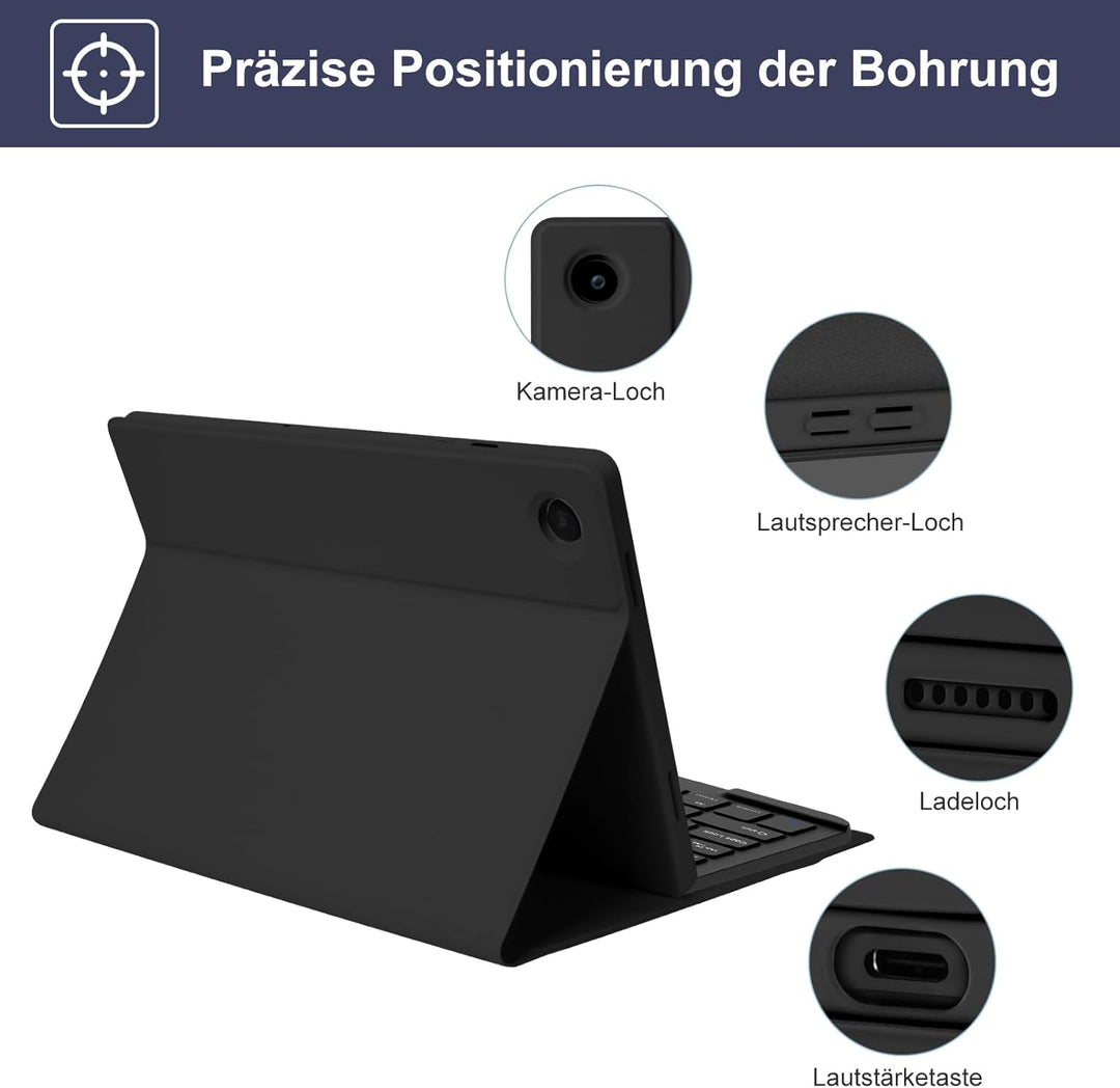 HOTLIFE Tastatur Hülle für Samsung Galaxy Tab А9+ 11 Zoll 2023(SM-X210/X215/X216B), Schutzhülle mit