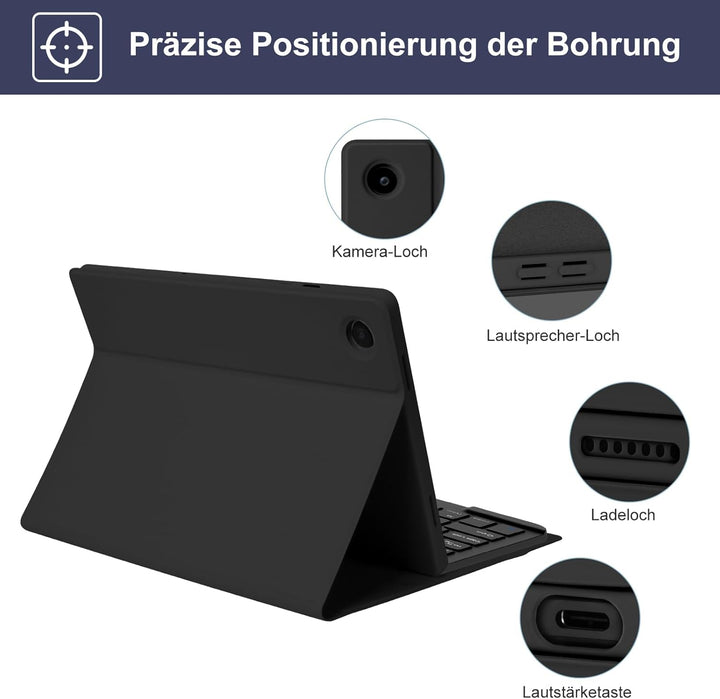 HOTLIFE Tastatur Hülle für Samsung Galaxy Tab А9+ 11 Zoll 2023(SM-X210/X215/X216B), Schutzhülle mit