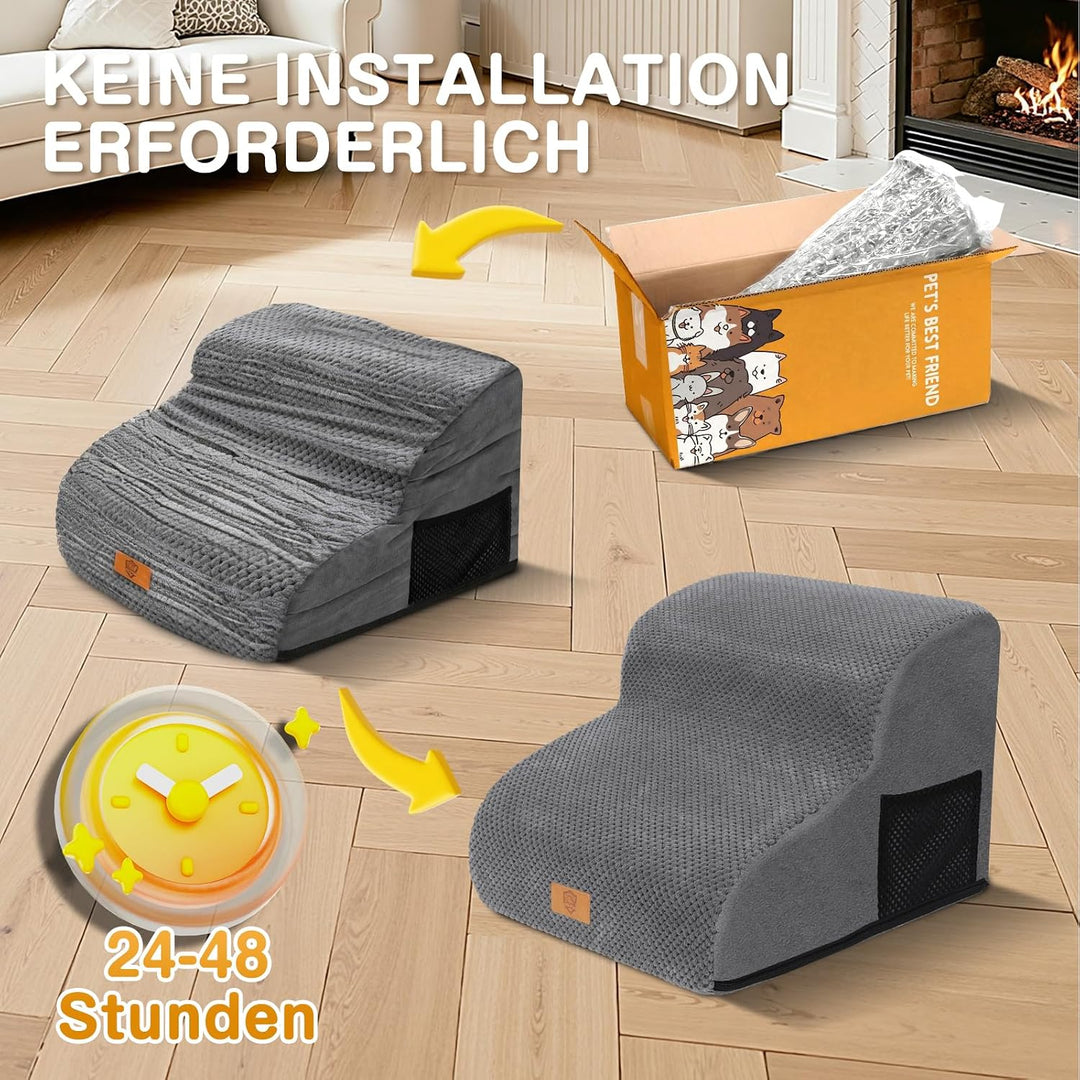Zvonema wasserdichte Hundetreppe 2 Stufen,Waschbar Leiter Hundetreppe für Kleine Hunde und Katzen, A