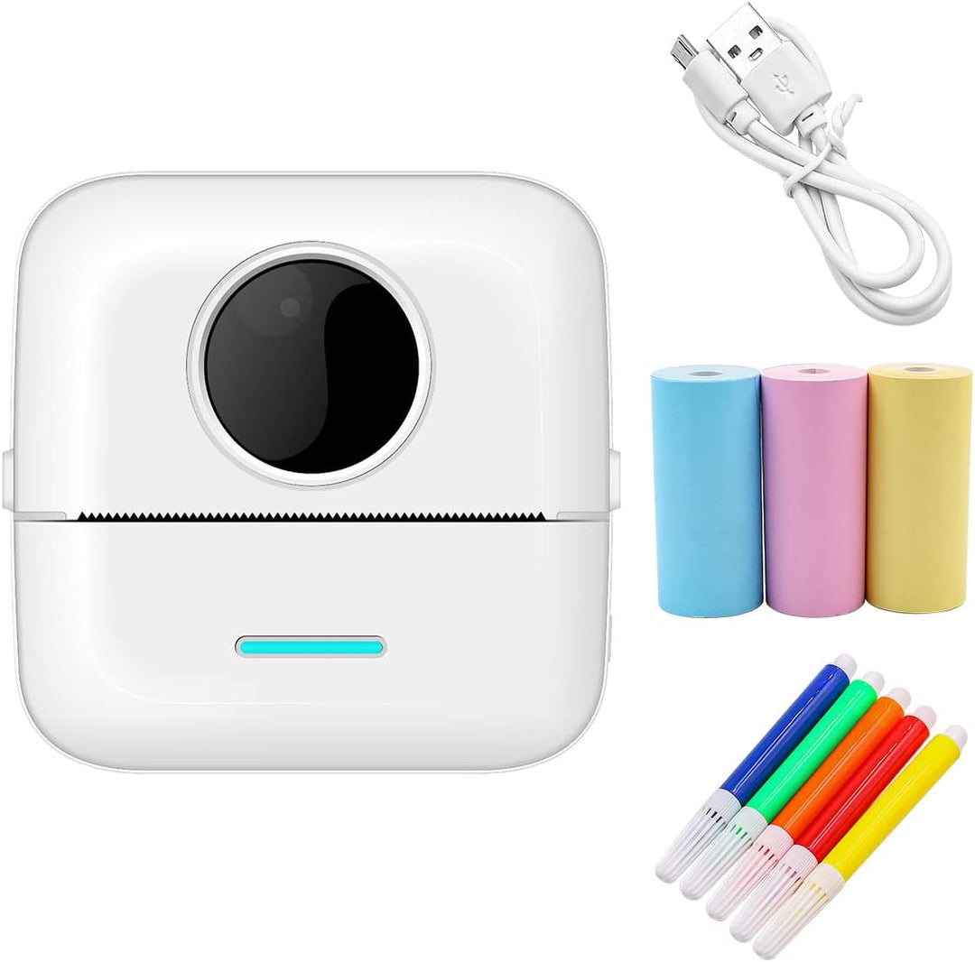 Hsthe Sea Mini-Drucker tragbar für Smartphone, kabelloser Thermodrucker, Fotodrucker mit 5 Papierrol
