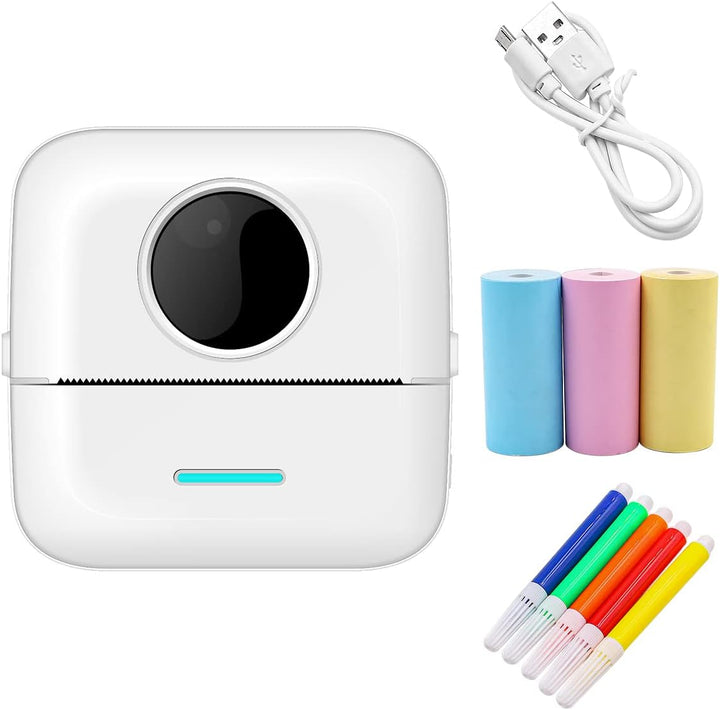Hsthe Sea Mini-Drucker tragbar für Smartphone, kabelloser Thermodrucker, Fotodrucker mit 5 Papierrol
