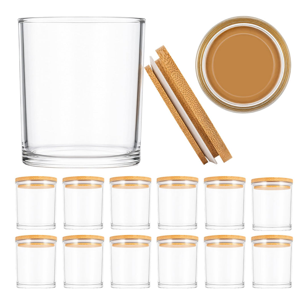 ARATERVIO 12er-Pack Klare Glas-Kerzengläser mit Holzdeckel &amp; Silikon-Dichtring Candle Container zum