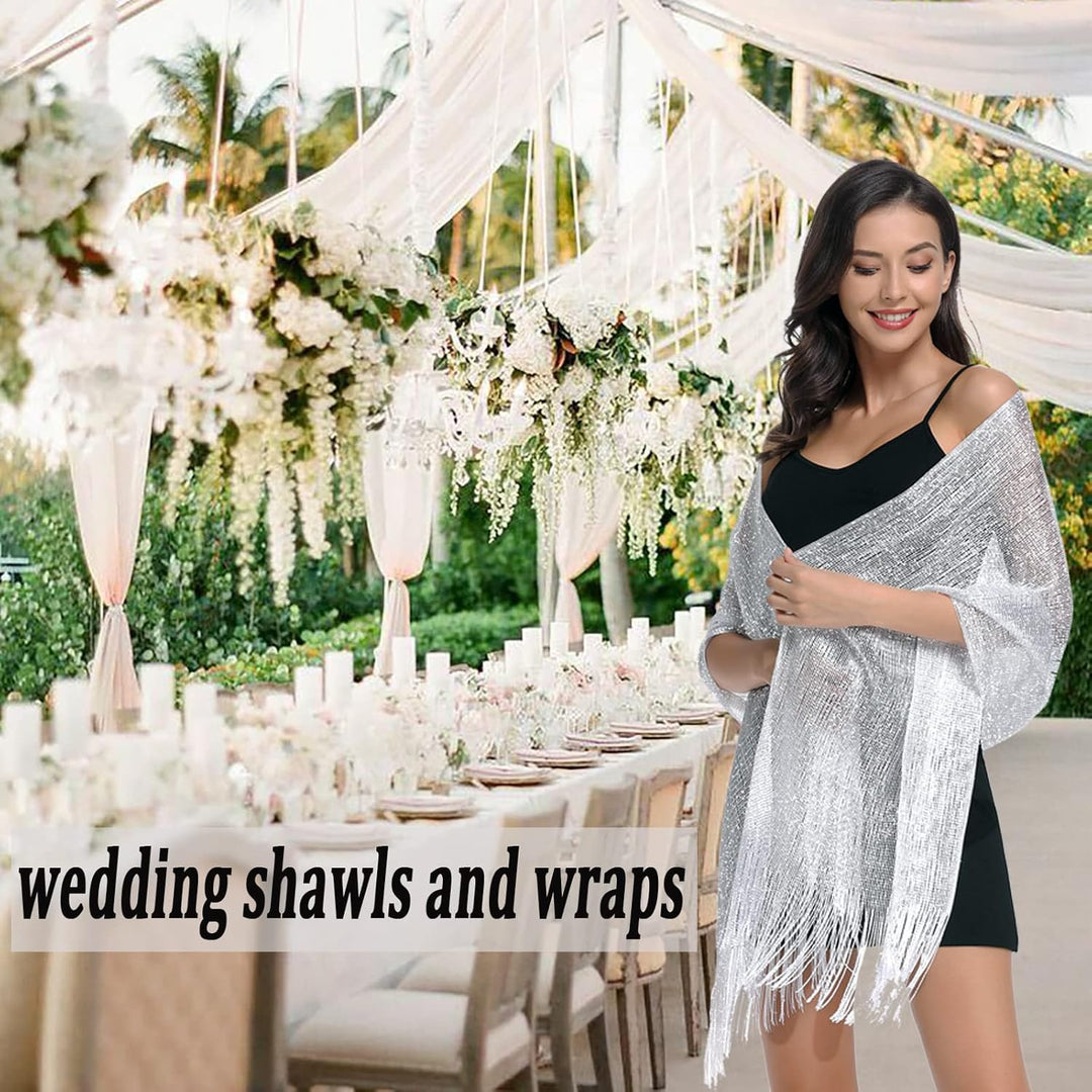 Funkelnde metallische Tücher und Wickel für die Abendparty Formale Kleider Hochzeit Brautjungfer (mi