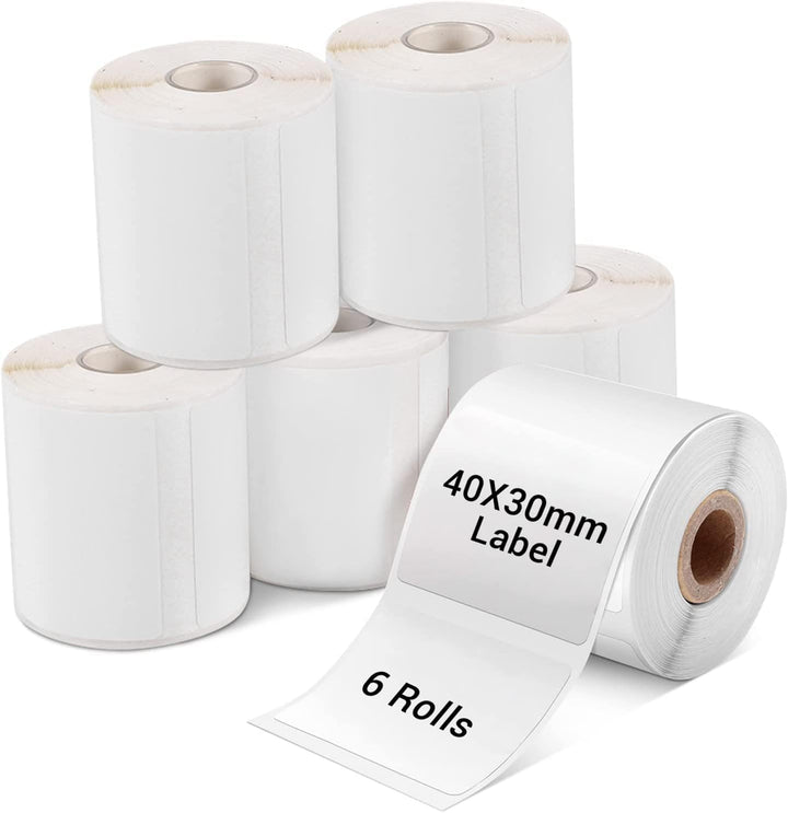 Phomemo 6 Rollen M110 Etikett, 6 Rollen M110/M110S/M120/M200/M220/M221 Thermopapier – 1,57" x 1,18"