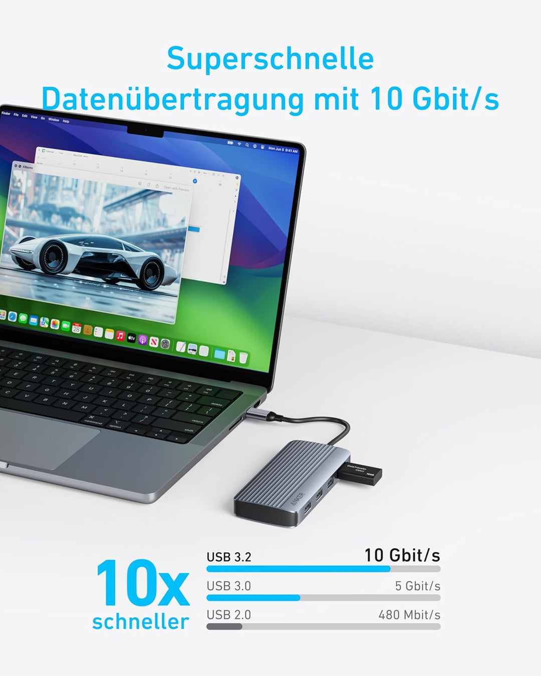 Anker 7-in-1 USB-C Hub, Dual Display USB-C Docking Station, Dual HDMI Display, 100W Stromzufuhr, 10G